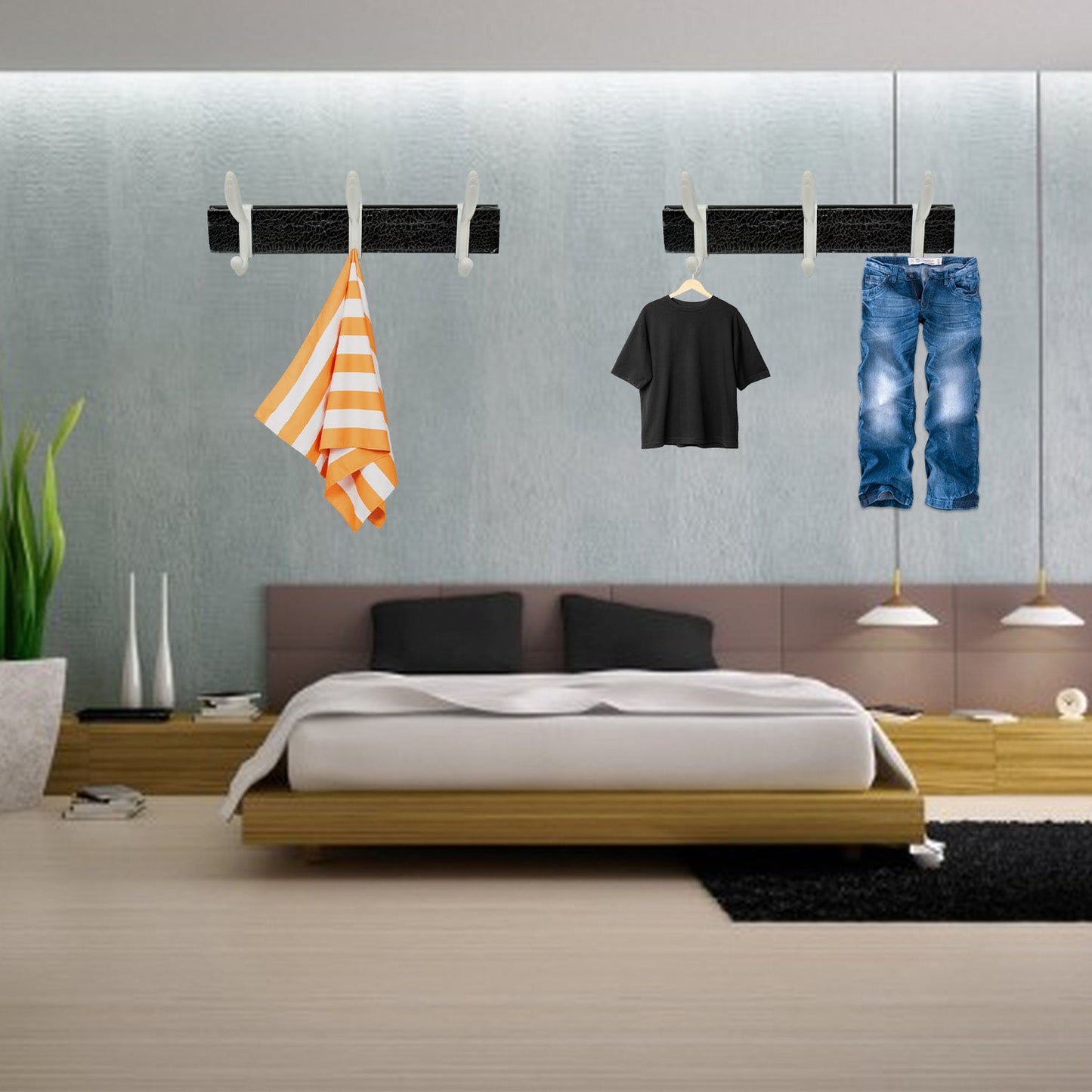 Wall Mounted Coat Hanger Rack – 6 Hooks for Clothes, Jackets & Hats