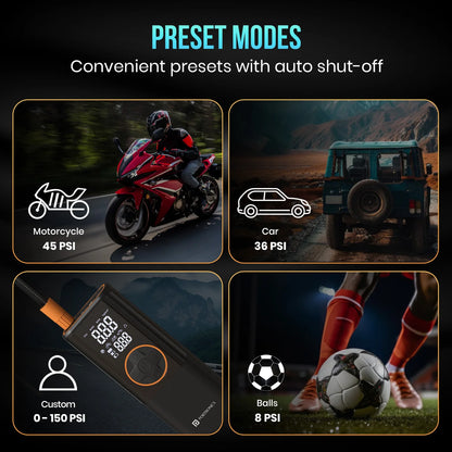 Vayu 4.0 - Pre-set Inflation Modes | Digital Display | Dual Power Source | 2 x 2000 mAh Battery