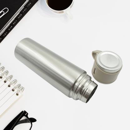 Stainless Steel Vacuum Flask Set with 3 Steel Cups for Hot and Cold Water (500ml)